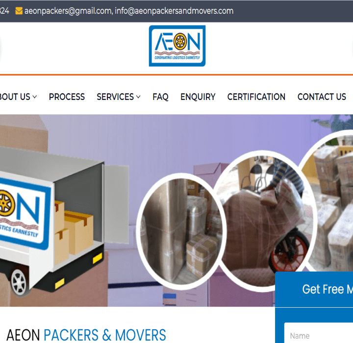 Aeon Packers & Movers Bhubaneswar Custom Website Design