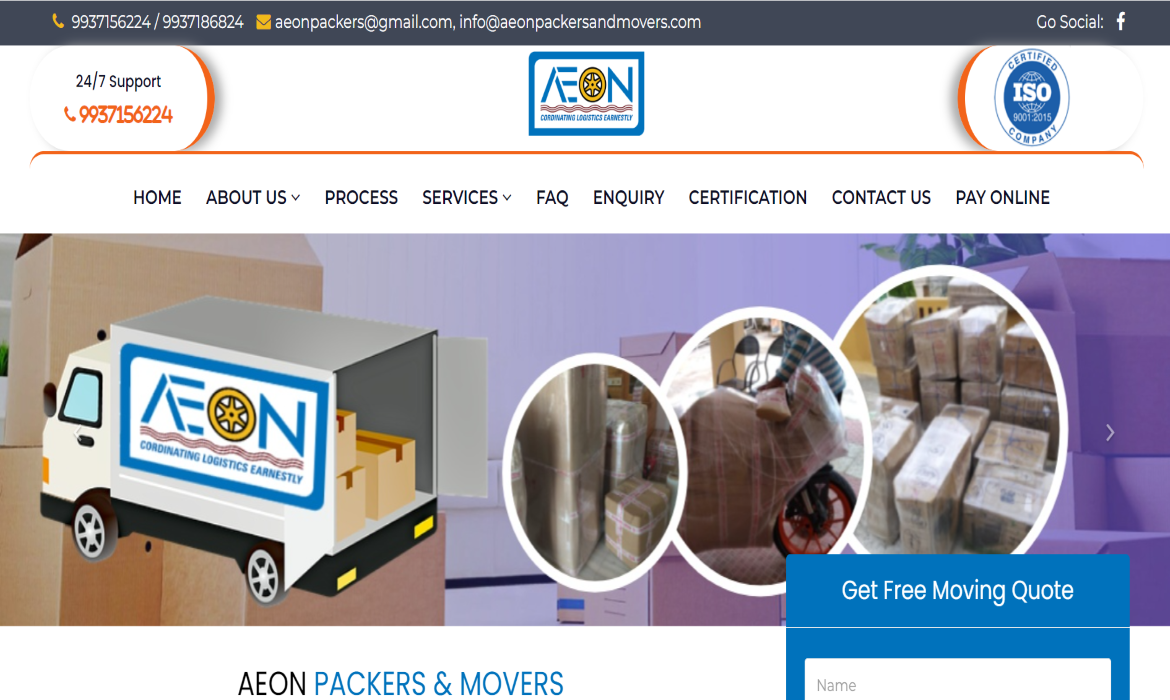 Aeon Packers & Movers Bhubaneswar Custom Website Design