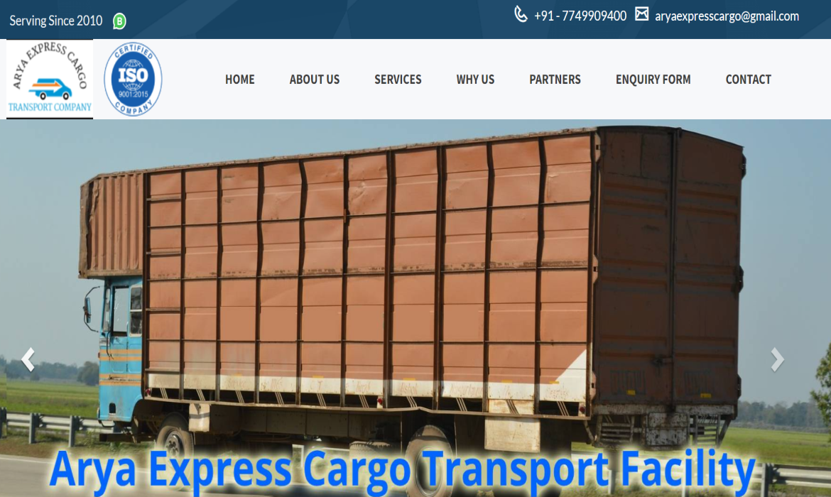 Arya Express Cargo - Website Design & Development