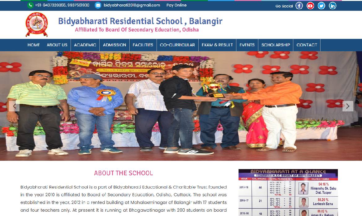 Residential School Website Designing Bhubaneswar