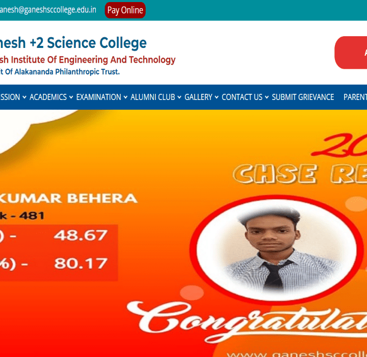 Ganesh +2 Science College Bhubaneswar CMS Website Design