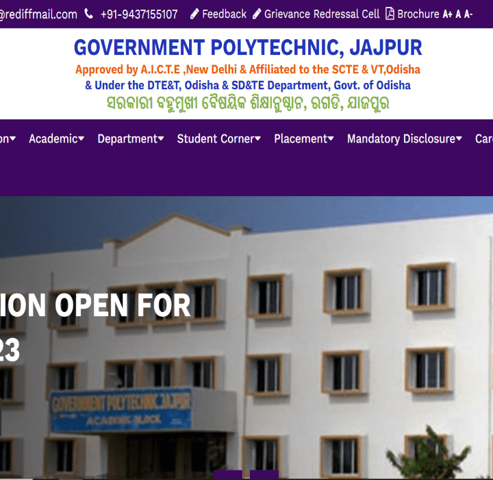 Polytechnic College Website Designing & Development for Government Polytechnic Jajpur