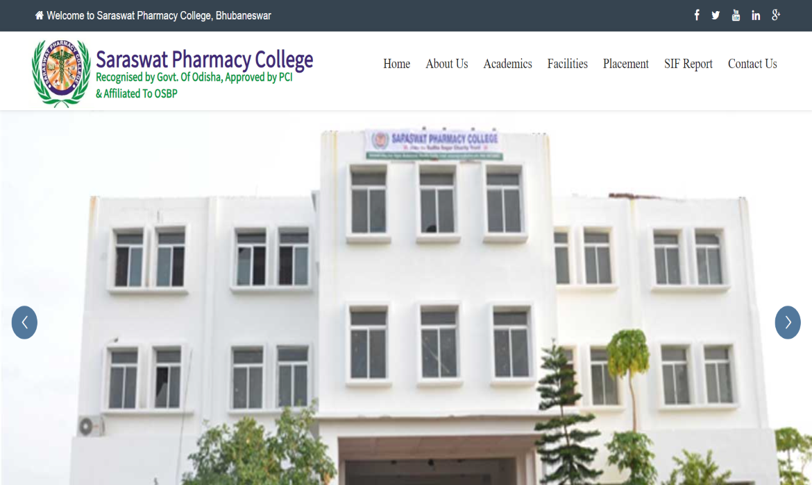 Saraswat Pharmacy College Bhubaneswar Odisha Website Design
