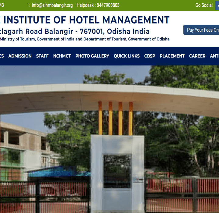 State Institute of Hotel Management, Balangir Website