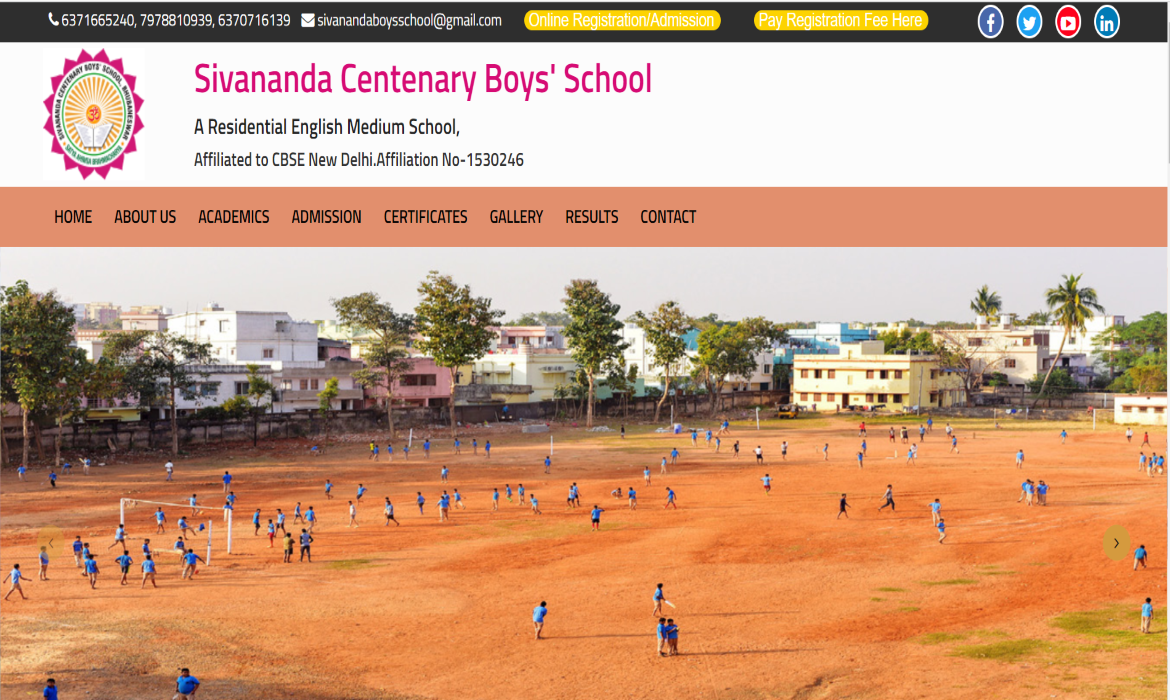 Sivananda Centenary Boys’ School Bhubaneswar Website Design